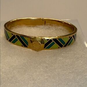 Trina Turk Gold and Green Enamel Bangle Bracelet